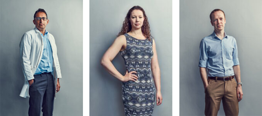 Photography portraits of Kev Dhaliwal, Jennifer Marshall and Kenny Baillie